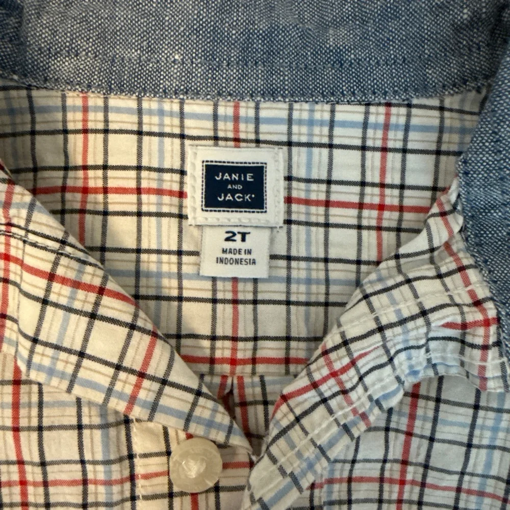 Janie and Jack boys 2T button up dress shirt plaid 100% cotton - Picture 2 of 5